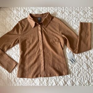 Worthington Brown Textured Blouse